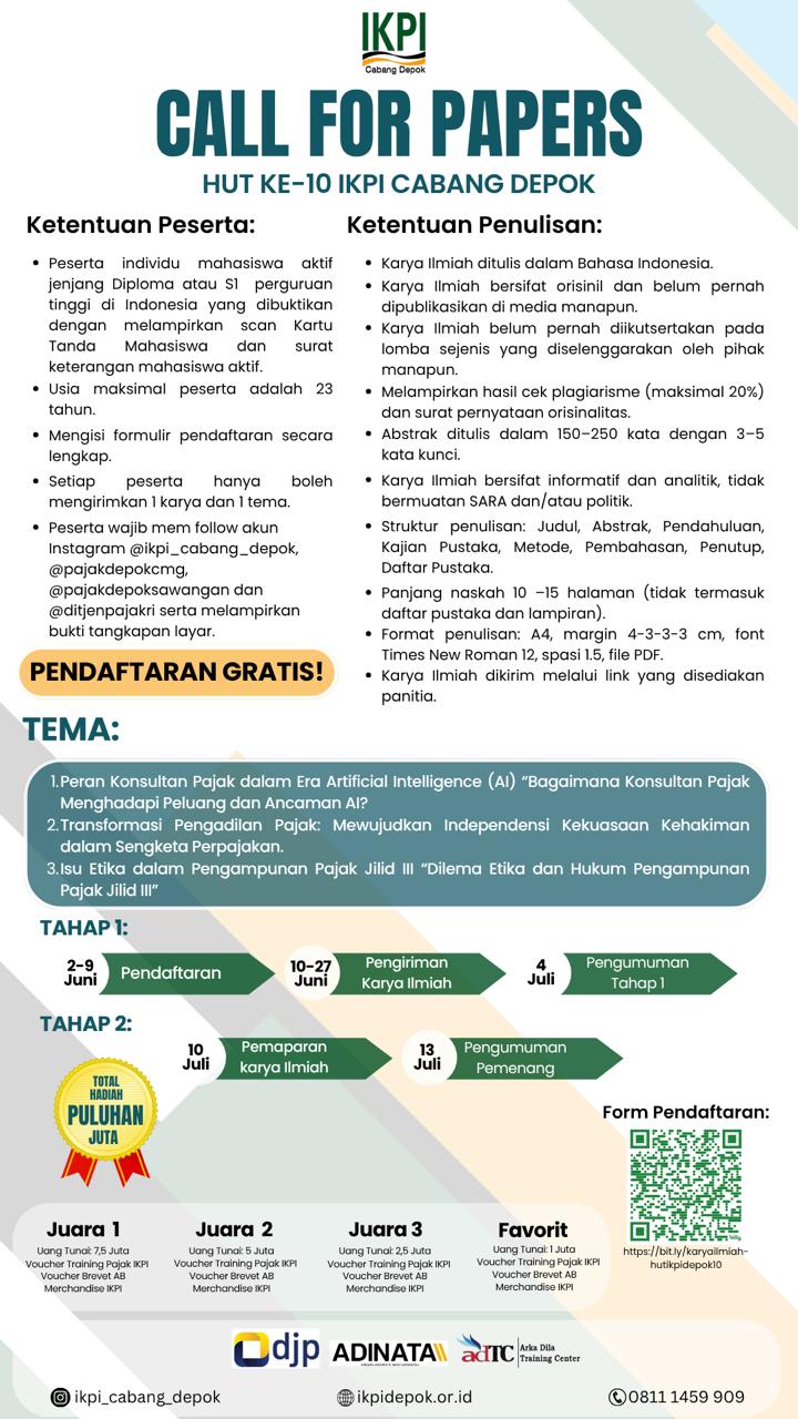 CALL FOR PAPERS – HUT KE-10 IKPI CABANG DEPOK